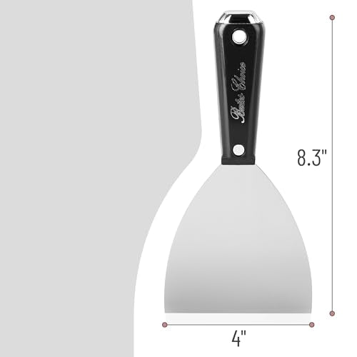 Bates 4-Inch Carbon Steel Putty Knife - Flexible Metal Scraper for Drywall, Spackle, and Paint - Wall Scraper Tool - color: Black, size: 4 Inch