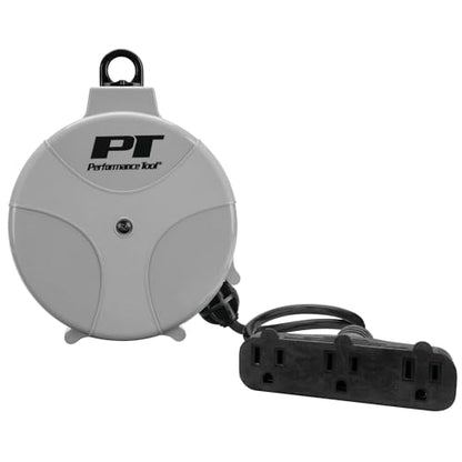 Performance Tool W2275 20' 18GA Retractable Cord Reel with Spring Loaded Auto-Rewind - size: 20 Feet