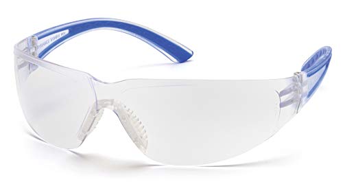 Pyramex Cortez Safety Eyewear, Clear Anti-Fog Lens With Black Temples - color: Navy Temples/Clear Lens
