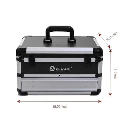 ELIAUK Tool Box Hard Case Tool Organizer Storage Cabinet Carry Case Tool box with Drawers(Silver) - color: Silver