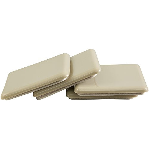 Super Sliders 2-1/2" Self-Stick Square Furniture Sliders for Carpet and Hard Surfaces, Anti-Slip Adhesive Furniture Moving Pads for Beds, Sofas, Dressers, Set of 4, Beige