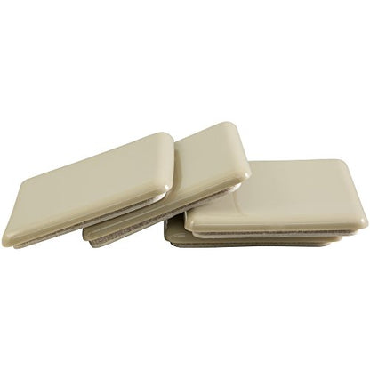 Super Sliders 2-1/2" Self-Stick Square Furniture Sliders for Carpet and Hard Surfaces, Anti-Slip Adhesive Furniture Moving Pads for Beds, Sofas, Dressers, Set of 4, Beige