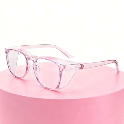 Ptwola Clear Safety Glasses Anti Fog Nurses Goggles Anti Scratch Protective Eyewear Lab Goggles with Side Protect Clean Cloth