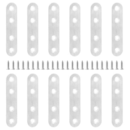 Jiozermi 12 Pcs Straight Brace, Flat Brace 3” x 0.7”, Stainless Steel Straight Bracket, Mending Joining Plates for Wood, Board, Bed Frame, Furniture & Shelves, Silver - size: Silver, 3” x 0.7”, 12 Pcs
