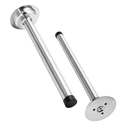 1pc 8 Inch Door Stops, Self Adhesive Long Door Stopper, Stainless Steel Sound Dampening Door Stop, Wall Mount Screw Doorstop with Rubber Bumper (Silver) - size: 8 Inch-silver