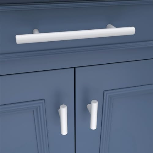 Goldenwarm 10 Pack White Cabinet Handles White Drawer Knobs Kitchen Cabinet Handles Single Hole Pull Hardware 50mm/2in Overall Length for Kitchen Bathroom Cupboard - color: White, size: 10 Pack