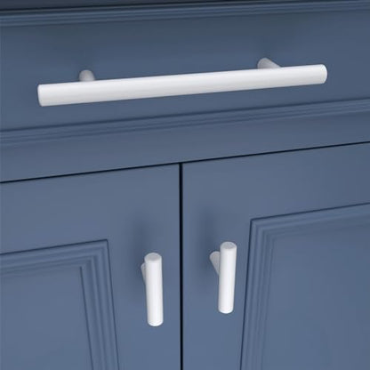 Goldenwarm 10 Pack White Cabinet Handles White Drawer Knobs Kitchen Cabinet Handles Single Hole Pull Hardware 50mm/2in Overall Length for Kitchen Bathroom Cupboard - color: White, size: 10 Pack