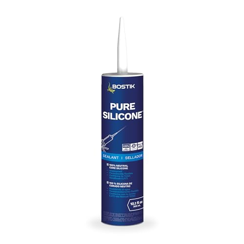 BOSTIK Pure Silicone White 10.1oz Silicone Caulk & Sealant for Kitchen & Bath | Professional Grade, 100% Waterproof | Internal/External Use | UV, Mildew, Shrink & Crack Resistant | 1 Cartridge - color: White
