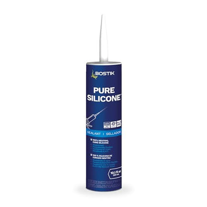BOSTIK Pure Silicone Clear 10.1oz Silicone Caulk & Sealant for Kitchen & Bath | Professional Grade, 100% Waterproof | Internal/External Use | UV, Mildew, Shrink & Crack Resistant | 1 Cartridge - color: Clear
