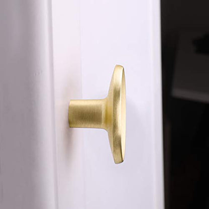 Goldenwarm 10 Pack Gold Cabinet Knobs Kitchen Hardware Round Drawer Knob for Brushed Brass Cabinets Handles Closet Door Pulls Zinc Alloy - color: Brushed Gold