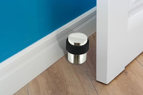 INOX Polished Stainless Steel Door Stoppers - Elegant Simple Style Door Stop with Durable Bright Finish, Heavy-Duty Floor Mounted Hardware, Scratch Protection, 1.58" Tall x 1.38" DSIX04-32 - color: Bright Stainless Steel