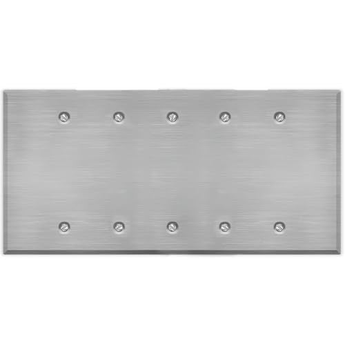 5-Gang Oversized Stainless Steel Blank Wall Plates – 5.5" x 11.5" Decorative Covers for Unused Electrical Boxes | Cover Empty Spaces | 5-Gang Oversized Metal Blank Faceplate - color: Blank Cover, size: 5 Gang