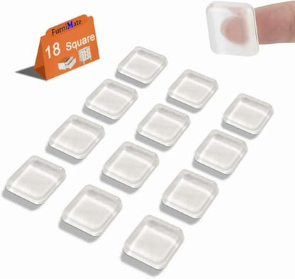 Rubber feet for Cutting Board, Cutting Board Feet Non Slip, 18PCS 4/5 inch Clear Rubber Bumpers Self Adhesive Square - size: Medium Square 18pcs