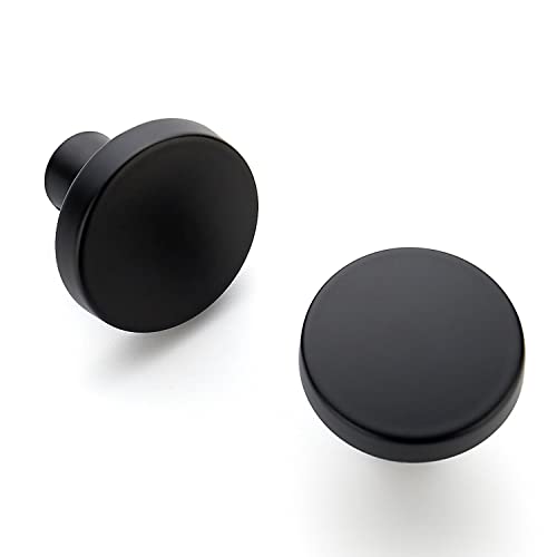 Ravinte 25 Pack Drawer Pulls 1-1/4 Inch Kitchen Cabinet Knobs Solid Round Dresser Drawer Knobs Matte Black Dresser Knobs Drawer Knobs Simple Cabinet Hardware for Cupboard Drawer Pulls - color: Matte Black