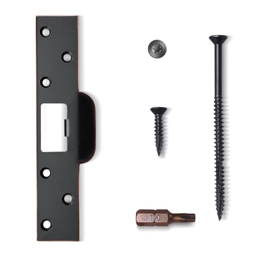 Door Strike Plate 7" Oil Rubbed Bronze, Screw Holes Relocation for Repairing Damaged Worn Frame/Slot/Jamb, Large Hole to Fix Latch Sticking, Reinforcement Striker - color: Oil Rubbed Bronze, size: 1 Pack