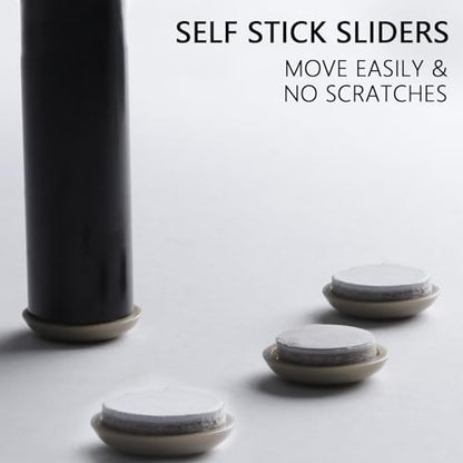 1 Inch Self-Stick Furniture Sliders, Kayzn 24 PCS Furniture Sliders for Carpet, Chair Sliders for Carpet - Easily Glide Any Items & Protect The Floor! - size: 1 inch