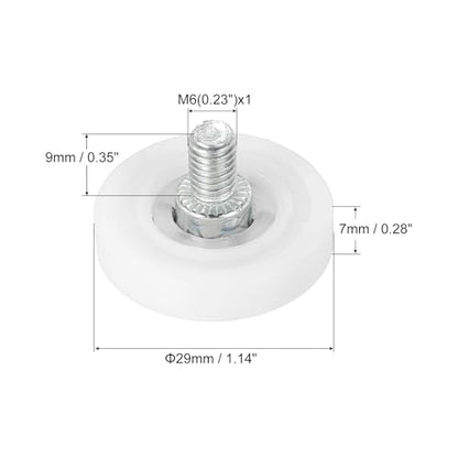 PATIKIL 29mm Drawer Rollers, 6 Pack Plastic Drawer Pulley Replacement Wheels Bearing Small Pulley with Nuts - size: 29mm