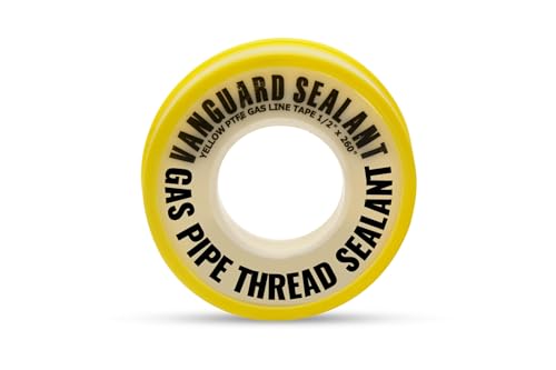 Teflon Gas Pipe Thread Sealant - PTFE Yellow Teflon Tape for Gas Fittings - 260" Length Pipe Thread Tape 1/2 inch High Resistance Leak Prevention - Propane Thread Seal Tape