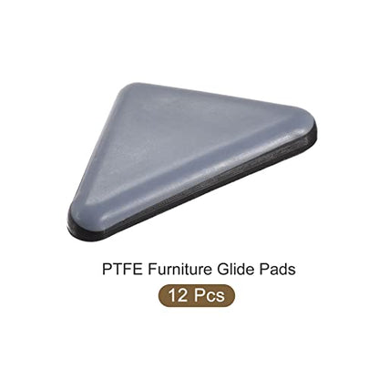 METALLIXITY PTFE Furniture Slider Gliders (45x35x35mm) 12Pcs, Triangle Self-Adhesive Floor Protector Pads - for Furniture Carpets