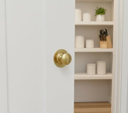trust4care 4-Pack Large Brushed Satin Gold Bifold Closet Door Knobs with Wide Base, Golden Round Kitchen Cabinet Wardrobe Dresser Dummy Pull Knobs, 1-1/2 Inch Folding Drawer Brass Handles - color: Gold, size: Set of 4