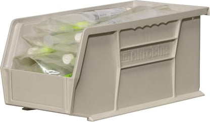 Akro-Mils 30230 AkroBins Plastic Storage Bins, Space-Saving Stackable Bins for Garage, Pantry, Craft Organization, 11" x 5" x 5", Stone, 12-Pack - color: Stone