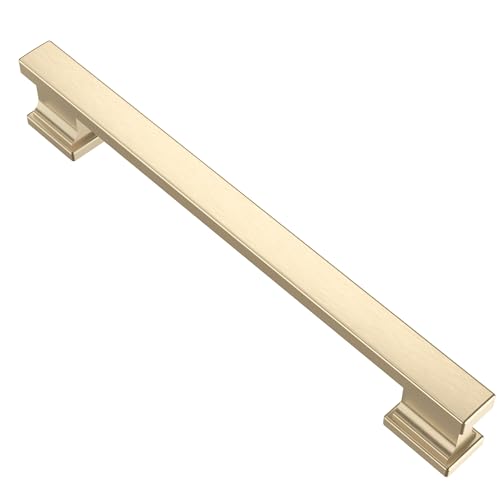 Alzassbg 10 Pack Brushed Brass Cabinet Pulls, 6-1/4 Inch(160mm) Hole Centers Kitchen Cabinet Handles for Cabinets and Drawers AL3061BB - color: Brushed Brass, size: 6-1/4" Hole Center