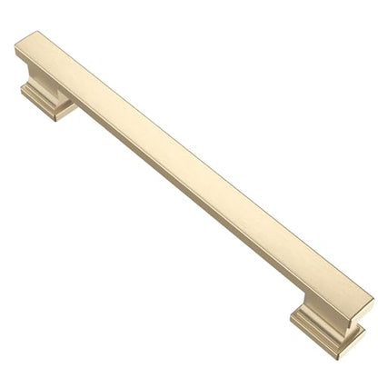 Alzassbg 10 Pack Brushed Brass Cabinet Pulls, 6-1/4 Inch(160mm) Hole Centers Kitchen Cabinet Handles for Cabinets and Drawers AL3061BB - color: Brushed Brass, size: 6-1/4" Hole Center