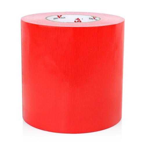 BOMEI PACK 6" Red Duct Tape,Wide Roll,6 Inches x 60 Yards,9 Mil Thick Heavy Duty,Waterproof,Flexible,No Residue and Tear by Hand,Multi-Use for Indoor & Outdoor Repairs - color: Red