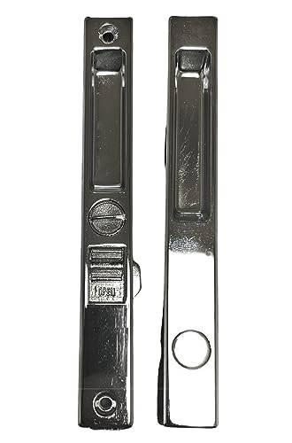 Sliding Glass Patio Door Lock Handle Set, Non-Keyed, Flush Mount, with Nite Lock,C Cam, and Keeper, White, 6-9/16" Screw Hole | Sliding Door Handle Replacement Hardware Repairs (DL-504) (Chrome) - color: Chrome