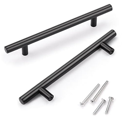 KNOBWELL 6 Pack Cabinet Handles 5 inch Black Stainless Steel Kitchen Cabinet Pulls Drawer Pulls - color: Black, size: 5 inch(128mm)