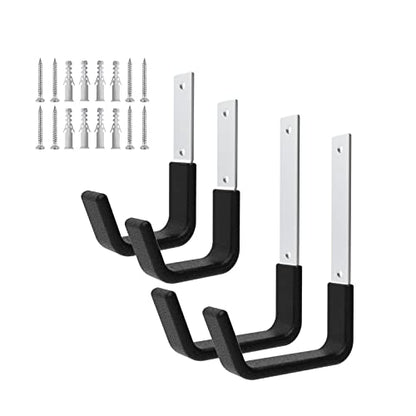 Heavy Duty Utility Hooks - Wall Mount for Garage Storage, Hose & Bike Hangers (2 Small & 2 Medium) - size: 2 Small & 2Medium