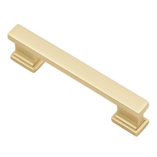 Alzassbg 10 Pack Brushed Gold Cabinet Pulls, 3-3/4 Inch(96mm) Hole Centers Kitchen Cabinet Handles for Cabinets and Drawers AL3061MGP - color: Brushed Gold, size: 3-3/4" Hole Center