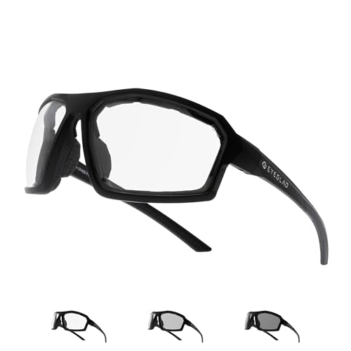 REV Z87+ Powersports Motorcycle Riding Goggles High Impact Photochromic UV400 Sports Wrap Sunglasses Safety Glasses - color: Crystal Black