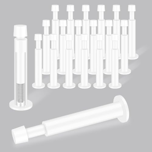 Door Stoppers, 20 Pack White Door Stops, 4.4 Inch Spring Door Stop with Rubber Tip Bumper, Solid Baseboard Doorstops Wall Protector for Bottom of Door - color: White, size: 4.4 Inch - 20 Pack