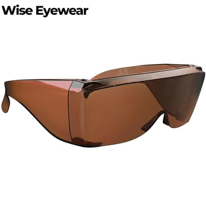 Cover-Ups Black Fit Over Sunglasses - Wrap Around Sunglasses - People Who Wear Prescription Glasses in the Sun - color: Brown