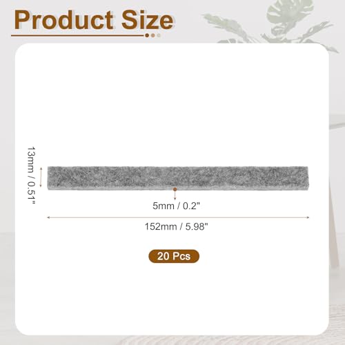 uxcell Felt Strips with Adhesive Backing, 20 Pcs 1/2" x 6" x 0.2" Anti Scratch Furniture Felt Tapes Self-Stick Pads for Protecting Hardwood Floor, Grey - color: Grey