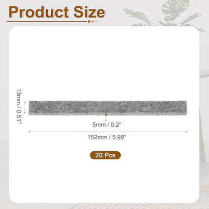 uxcell Felt Strips with Adhesive Backing, 20 Pcs 1/2" x 6" x 0.2" Anti Scratch Furniture Felt Tapes Self-Stick Pads for Protecting Hardwood Floor, Grey - color: Grey
