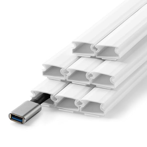 136in Cord Hider for Wall Mount TV, White Wire Covers for 1 Mini Cords, YCLYC 8Pack Cable Hider Kit, Paintable Power Wall Cord Cover, Wire Hiders for TV on Wall Cable Raceway - L17in W0.6in H0.36in - color: White, size: W 0.6in X H 0.36in X L 136in