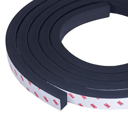 Neoprene Waterproof Rubber Foam 1” (w) x 3/4” (h) x 12 Feet Long Weather Stripping Door Seal Insulation Shock-Absorbing 3M Self-Adhesive Tape for Door Frames, Windows – Black, 1 Continuous Roll - size: 1" x 3/4" x 12'