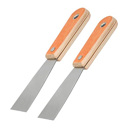 Utoolmart Putty Scraper 1.5" Cr-V Steel Stiff Putty Knives with Wooden Handle for Taping Paint Wall Floor Tile 2Pcs - size: 1.5 inch