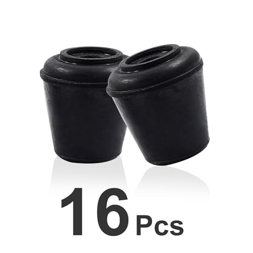 16pcs 1/2 Inch Round Chair Leg Tips Caps, Non-Slip Rubber Chair Leg Floor Protectors, Black Furniture Leg Caps Fit for 0.43"-0.47" (11mm-12mm) Diameter Round Feet - size: 1/2 Inch-Black