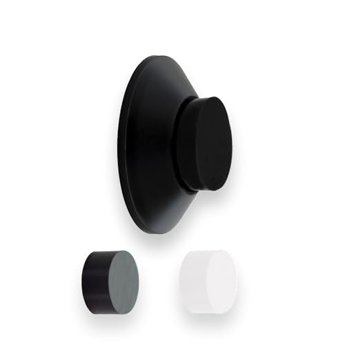 EVI Herrajes | Adhesive Door Stop | Wall Mounting | 1.37x0.59in | Black Lacquered Stainless Steel | Conical Shape | Two Rubbers Included | Adhesive or Screw Installation - color: Black Lacquered Stainless Steel, size: 35x15mm