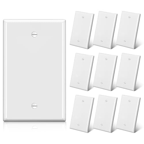 BESTTEN 10 Pack 1-Gang No Device Blank Wall Plate, UL Listed, Standard Size, H4.53” x W2.76”, Unbreakable Polycarbonate Thermoplastic Outlet Cover, White - color: Gloss White, size: 1 Gang 10PK
