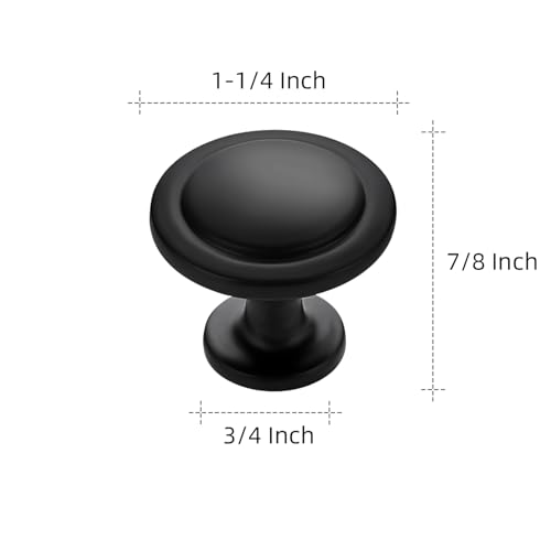 Ravinte 3 Pack 1-1/4 inch Kitchen Cabinet Knobs Matte Black Dresser Zinc Pulls Door Drawer Handles for Dresser Drawers - color: Black