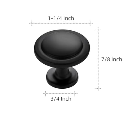 Ravinte 3 Pack 1-1/4 inch Kitchen Cabinet Knobs Matte Black Dresser Zinc Pulls Door Drawer Handles for Dresser Drawers - color: Black