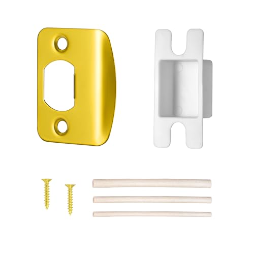 Gold Door Strike Plates for Interior Doors, Security Reinforcement Plate, Standard Door Repair Kit for Home, Polished Gold, 1 Pack - color: Polished Gold, size: 1 Pack