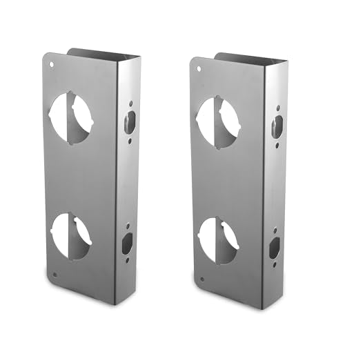 Door Guard Reinforcer for Extra Security to Your Home and Prevent Unauthorized Entry, 2-3/8 Backset and 5-1/2 Door Hole, Repair Doors in Stainless Steel Finish (2PCS) - color: K9001-2 Stainless steel