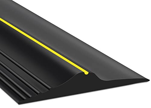 12Ft/3.7M Universal Garage Threshold Seal Strip Garage Door Bottom Weatherproof Strip Rubber DIY Weather Stripping Replacement Not Include Sealant/Adhesive (Black-Yellow Line) - color: Black+Yellow, size: 12 Ft (no adhesives)