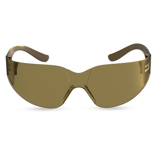 RUGGED BLUE Work Safety Glasses For Men | ANSI Z87 Certified Eyewear For Shooting Range | Anti-Scratch Outdoor Safety Glasses - color: Brown, size: 1 Pack