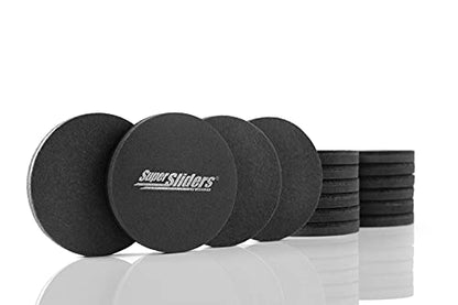 Super Sliders 4733395N Reusable Furniture Sliders for Hardwood Floor- Quickly and Easily Move Items with Felt Floor Protectors, 3-1/2" Black (16 Pack)